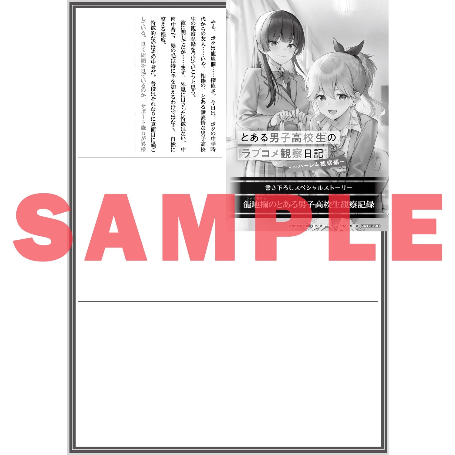 【STORE限定特典付き】オーバーラップ文庫「とある男子高校生のラブコメ観察日記 1　～ハーレム観察編～」 | オーバーラップストア